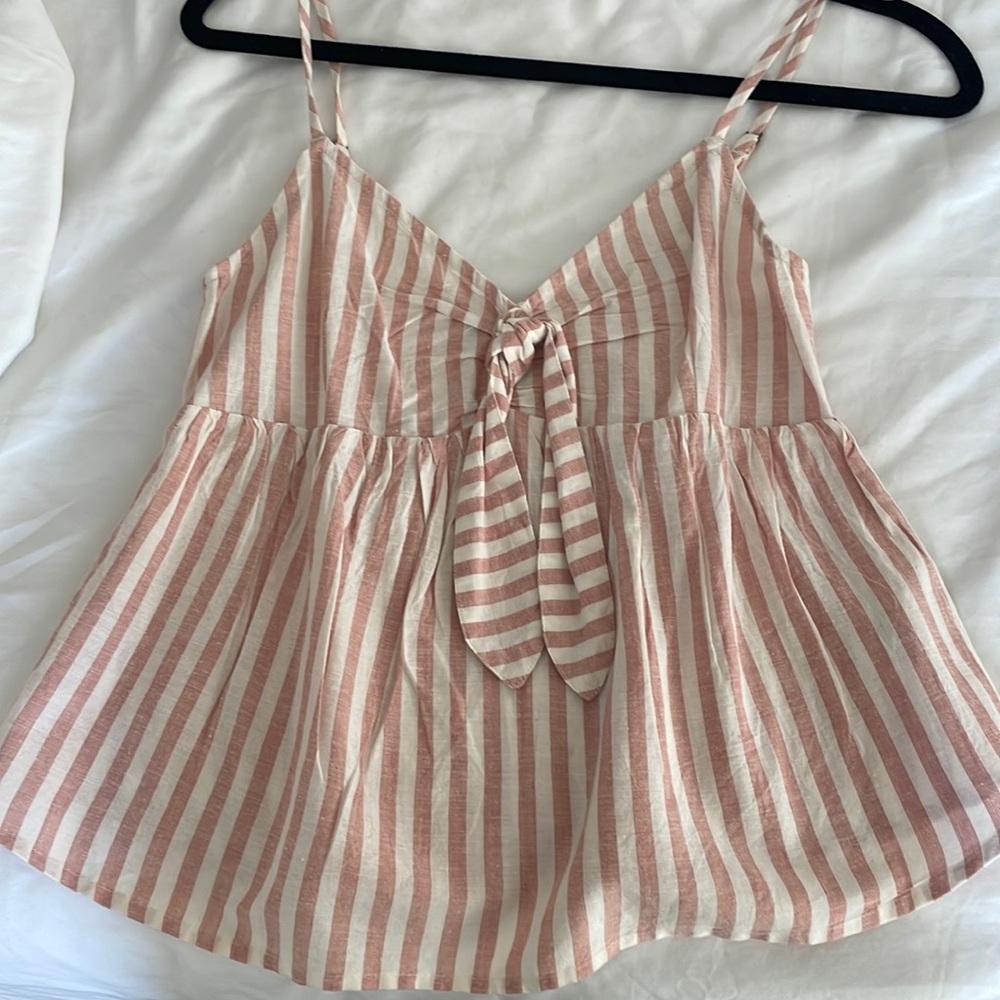 O’Neill stripped tie front tank top